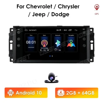 2+64 Android 10 4G WIFI Automašīnas Radio Multimediju Atskaņotāju Chevrolet Chrysler JEEP Dodge Navigācija GPS Auto 2 din ne dvd autoradio