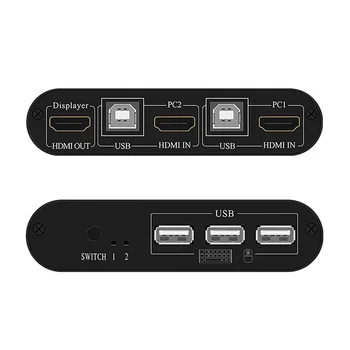 2 In 1 Out KVM Slēdzis, Home Office Alumīnija Sakausējuma Printeri Dual USB Ātra Koplietošana Klēpjdatoru Professional Universālais