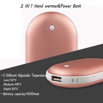 2 In 1 mini rokas siltāks 4000mah power Bank USB ērts sildītāji Powerbank Portatīvo Poverbank Ārējais Akumulatora Lādētājs, Telefona