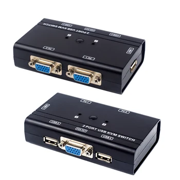 2 Port USB2.0 kvm Slēdzis rokas Vadība 2 GAB Saimniekiem ar 1 Komplekts USB Tastatūru, Peli un VGA Monitors Ar Vairāku Kabeļi