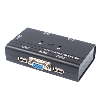 2 Port USB2.0 kvm Slēdzis rokas Vadība 2 GAB Saimniekiem ar 1 Komplekts USB Tastatūru, Peli un VGA Monitors Ar Vairāku Kabeļi