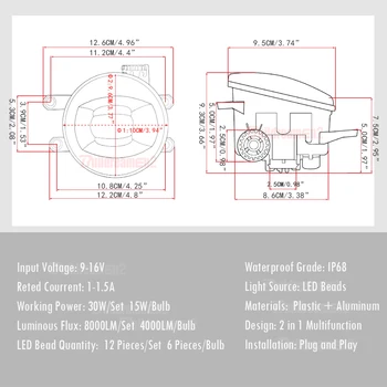 2 X LED Miglas lukturi 30W 8000LM Automašīnas Priekšējie Miglas Lukturi H11 Par Lexus LX570 RX350 RX450h IR-F IS250 IS300 IS350 GS350 GS460 NX300h ES350