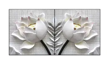 2 gab mūsdienu 3D balta lotosa ziedi izšķirtspējas attēlus audekls Mājas Apdare viesistabas Sienas moduļu krāsošana Drukāt cuadros
