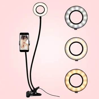 2-in-1 Universal Mobilo Telefonu Slinks Turētājs ar LED Selfie Gredzenu Gaismas Live Stream iPhone Tālruņa Klipu Turētājs Turētājs Galda Lampas