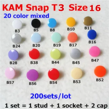 ( 20 jauktas krāsas ) 200sets Spīdīgs T3 izmērs 16 Kam Snaps Pogu, Plastmasas Sveķi, Stiprinājumi REMONTDARBOS Bērnu Autiņbiksīšu 10 komplekti vienā maisā