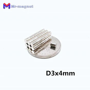 200pcs 3x 4 magnētu 3x4mm Super spēcīgu pielipšanu D3x4 magnēti, N35 D3x4mm, 3*4mm ar pastāvīgo magnētu 3*4 Dia.3x 4 D3x4 mm