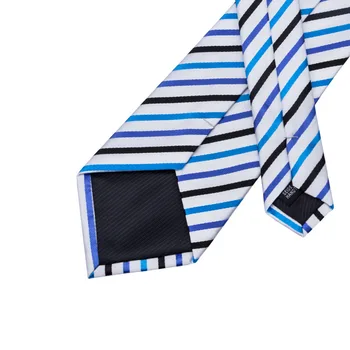 2016 Modes white&black&blue Stripe Kaklasaiti+Hanky+aproču pogas Zīda Kaklasaites, Zeķubikses Vīriešiem Formālas Biznesa Kāzu Puse C-290