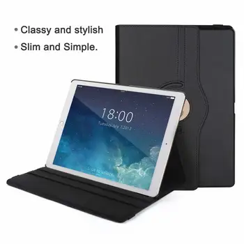 /2017 360 Grādiem Rotējoša PU Leather Flip Cover Case For iPad Pro 12.9 Gadījumā Smart Planšetdatora Gadījumā, ja Auto Sleep / Wake A1670 A1584