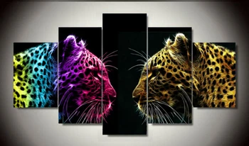 2017 Jaunas Ielidošanas Jaunas Gleznas Bez Rāmīša Leopard, Tiger 5 Gabals Attēlu Krāsošana Sienas, Mākslas Istabas Interjeru Audekls Dzīvojamā Istaba
