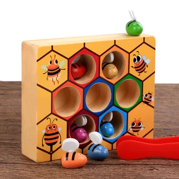 2017 Jaunu bērnu, bērnu rotaļlietas, Koka Montessori izglītības rotaļlietas Īstenot bērnu krāsu uztveri Klipu klipu bišu rotaļlietas meitenēm un zēniem