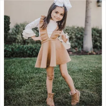 2018 Jaunu Modes Baby Meitenes Kleita Pavasarī Ziemas Vilnas Kleita Sabiezēt Toddler Meitene Siksna Kleitas Princess Tērpā