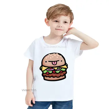 2018. gada Vasarā Meitenēm & Zēniem ar Īsām Piedurknēm T krekls Hamburger Sejas Gudrs Print T-krekls Bērnu Bērniem Smieklīgi Karikatūra Drēbes,HKP5684