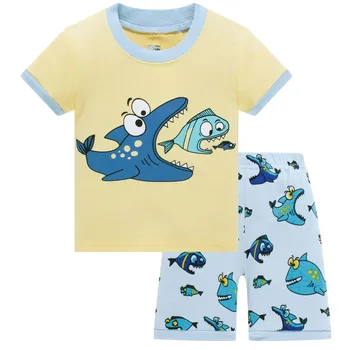 2019 Baby bērnu Pidžamas Komplekts vasaras bērnu Īsām Piedurknēm kokvilnas sleepwear Zēni Karikatūra pidžamas meitenēm cute mājas apģērbu komplekts