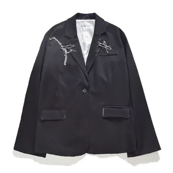 2019 Japānas Stila Pavasara Jaunu Vīriešu Dizaina Virsdrēbes Augstas Kvalitātes Bleizeri Uzvalka Žaketes Rietumu Zaudēt Melnā Krāsa Segas Izmērs S-XL