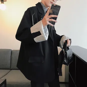 2019 Japānas Stila Pavasara Jaunu Vīriešu Dizaina Virsdrēbes Augstas Kvalitātes Bleizeri Uzvalka Žaketes Rietumu Zaudēt Melnā Krāsa Segas Izmērs S-XL