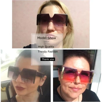 2019 Jauno Lielo Rāmi Lielajam Saulesbrilles Sieviešu Zīmola Dizainere Bez Apmales Laukumā Toņos Vintage Modes Slīpumu, Skaidrs, Saules Brilles