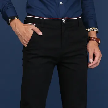 2019 Jauns Dizains, Vīriešu bikses Gadījuma hombres pantalones Kokvilnas Slim Elsas Taisnas Bikses, Modes Biznesa Bikses Plus Lieluma Vīriešiem