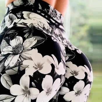2019 Jaunu 3D Ziedu black fitnesa stulpiņi sieviešu legings sexy augstas kvalitātes legging plus lieluma legins augsta vidukļa push up bikses