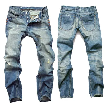 2019 Jaunu Vintage Jeans Vīriešu Modes Džinsa Bikšu Augstas Kvalitātes Taisni Vīriešu Bikses Plus Lieluma 42