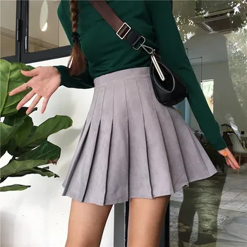 2019 Karstā Pārdošanas Pavasarī Jaunas Ielidošanas Augsta Vidukļa Kroku Svārki Sievietēm Preppy Stila Mini Svārki, Bieza, 4 Pieejamās Krāsas apģērbu