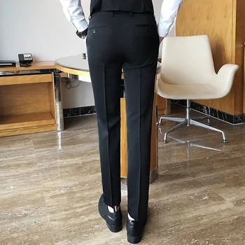 2019. gada Pavasara un Vasaras Vīriešu Bikses, Modes Dzidri Balts Bikses , Modes Japānas Stila Vienkāršu Business Casual Bikses Vīriešiem