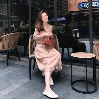 2019. gada Rudenī Jaunā Stila korejiešu stila Novājēšanu Pusi-augstu uzrullētu apkakli vienkrāsainu Džemperi Sieviešu Džemperis Zaudēt Bāzes Džemperis Longleeve