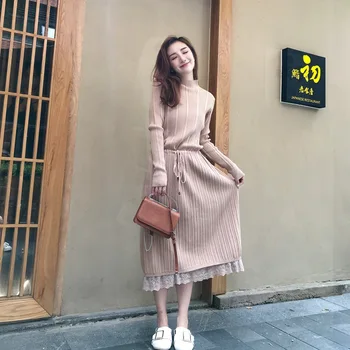 2019. gada Rudenī Jaunā Stila korejiešu stila Novājēšanu Pusi-augstu uzrullētu apkakli vienkrāsainu Džemperi Sieviešu Džemperis Zaudēt Bāzes Džemperis Longleeve