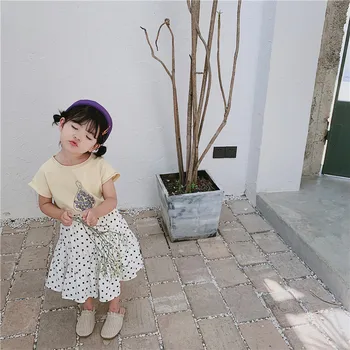 2019. gada Vasarā Jaunas Ielidošanas korejiešu stilā, kokvilnas dot un sirds raksts, iespiests princese visu maču svārki cute sweet baby meitenes