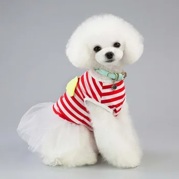 2019. gadā, Pavasarī, Vasarā, Suņu Apģērbu Princese Stila Suns Tutu Svārki Svītrainām Loku Vienotu Svārki Ziedi Mazajiem Kucēniem un Kaķiem 13