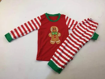 2019 jaunu dizainu, baby meitenes izšuvumi piparkūkas modelis ASV Ziemassvētkos ziemas pidžamu 7-8 gadus veciem bērniem apģērba komplekts