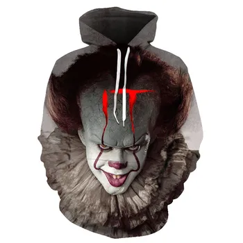 2019 jaunu modes Joker 3D kapuci klauns atdzist drukāt kapuci sporta krekls gadījuma kapuces džemperis vīriešiem un sievietēm, apģērbu Harajuku