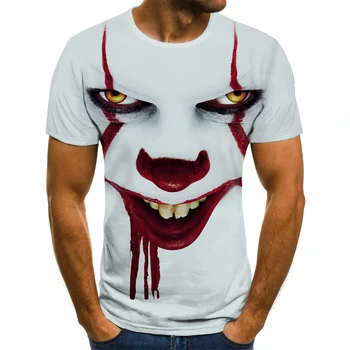 2019 jaunu vīriešu t kreklu Skiču klauns 3D Iespiests T Krekls Vīriešiem Joker Sejas Gadījuma O-veida kakla Vīriešu t Klauns Īsām Piedurknēm topi joks