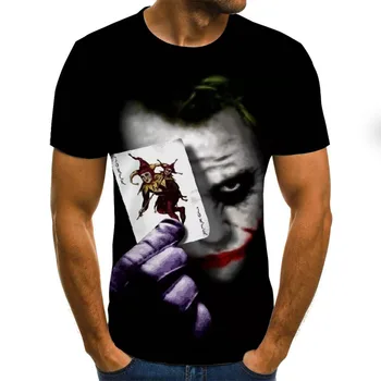 2019 jaunu vīriešu t kreklu Skiču klauns 3D Iespiests T Krekls Vīriešiem Joker Sejas Gadījuma O-veida kakla Vīriešu t Klauns Īsām Piedurknēm topi joks