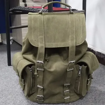 2019 neitrāls retro militāro zaļa audekla soma, roku darbs baltās militāro auduma plecu audekls maiss