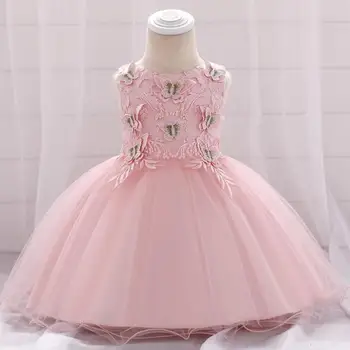 2019 summer infant Baby Girl Dress tauriņš izšuvumi Kristību Kleitas Meitenēm 1. gada dzimšanas dienas svinības, kāzas, zīdaiņu apģērbs