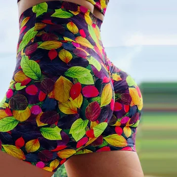 2020. Gada Vasaras Saulespuķu Varavīksnes Drukas Sexy Bodycon Bikses Plus Lieluma Elastīgs Izdilis Augsta Vidukļa Treniņiem Īsi Šorti Sievietēm