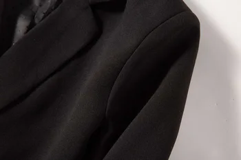 2020 Jaunu Melnu Sieviešu Žakete V-veida kakla Slim Dāmas biroja mētelis vienu pogu uzvalks sieviešu jaka tops ar jostu