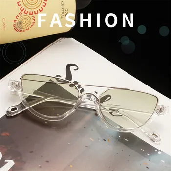 2020 Jaunu Metāla Cateye Saulesbrilles Vintage Zīmolu Dizainera Retro Punkti Ovāls Kaķa Acs, Saules Brilles Dāma Briļļu UV400 Gafas De Sol