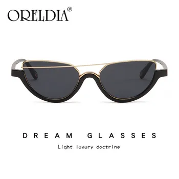 2020 Jaunu Metāla Cateye Saulesbrilles Vintage Zīmolu Dizainera Retro Punkti Ovāls Kaķa Acs, Saules Brilles Dāma Briļļu UV400 Gafas De Sol