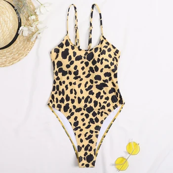 2020 Jaunu Un Seksīgu Viens Gabals Peldkostīms Sieviešu Leopards Drukāt Peldkostīmi High Cut Bodysuit Monokini Backless Peldkostīms Vasaras Beachwear