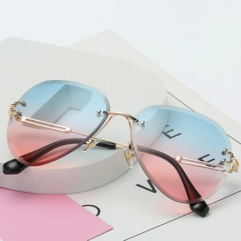 2020 Jaunu Zīmolu, Dizainu, Vintage bez apmales Izmēģinājuma Saulesbrilles Sievietēm, Vīriešiem Retro Griešanas Lēcas Slīpumu, Saules Brilles Sieviešu UV400