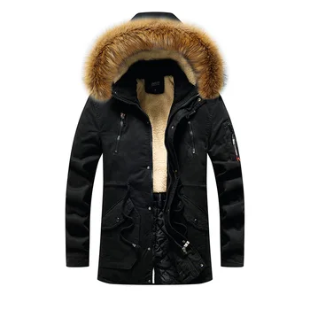 2020 Jaunu kažokādas apkakle Kokvilnas-polsterēta jaka vīriešiem, vidū un garās ziemas gadījuma modes kapuci matēts silta polsterēta mēteļi