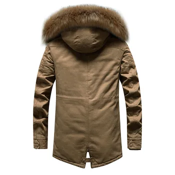 2020 Jaunu kažokādas apkakle Kokvilnas-polsterēta jaka vīriešiem, vidū un garās ziemas gadījuma modes kapuci matēts silta polsterēta mēteļi