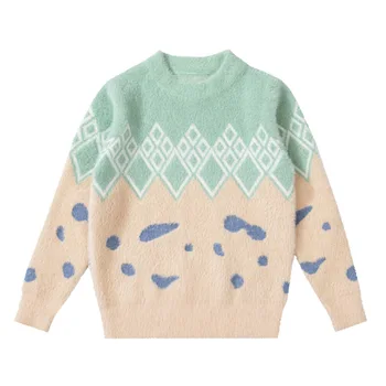 2020 Rudens Ziemas Jauno puiku džemperis ģeometrisko modeli, adītas bērnu džemperi stilīgs, silts Toddler mēteļi zēniem zīdaiņu apģērbi