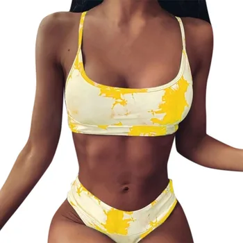 2020 drukāšanas peldkostīms femal sexy peldkostīms dzeltens bikini biquini cintura alta vasaras peldēšanas valkāt sieviešu augsto vidukli peldkostīmi