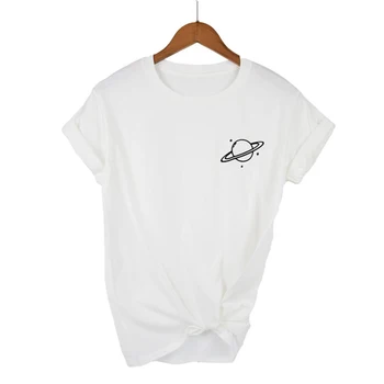 2020. gada Otrajā Pusē Cenu Saturna Planētas t-krekls Tumblr Hipster Sieviešu Topi Melns T-Krekls Kokvilnas Izdrukāt