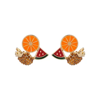2020. gada Vasaras Augļiem Smieklīgi Auskari Sievietēm Apelsīnu Arbūzs Ananāsu Maziem Paziņojumu auskariem Brīvdienu Rotaslietas, Vairumtirdzniecība