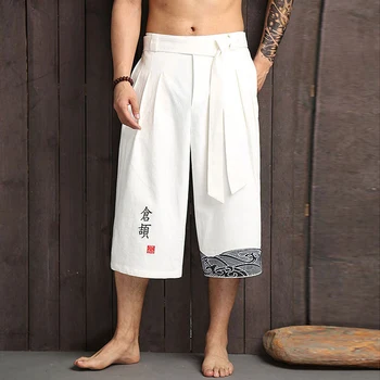 2020. gada Vasaras Japāņu Tradicionālo Kimono Jaka, Bikses noteikti Cilvēks Streetwear Vīriešu Yukata Haori Veļa Apgriezts Bikses