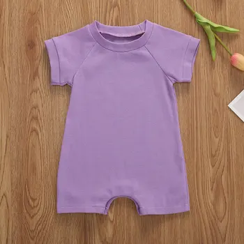 2020. gada Vasaras Jaundzimušā bērna Baby Zēni Meitenes Drēbes Cietā Svītrains Kokvilnas Romper Jumpsuit Bikses, Īsās Piedurknes Zīdaiņu Apģērbs no 0-18M