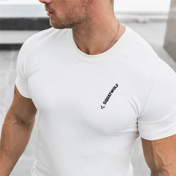 2020. gada Vasaras Vīriešu T-krekls Ikdienas Sporta Īsām Piedurknēm Kokvilnas Fitnesa T krekls Kultūrisms Laiks Print t-veida Topi Vīriešu Modes Apģērbi